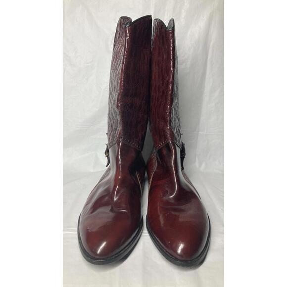 Men’s 10.5 Vero Cuoio Italian Made Red Leather Crocodile Print Mid Calf Boots main image 4